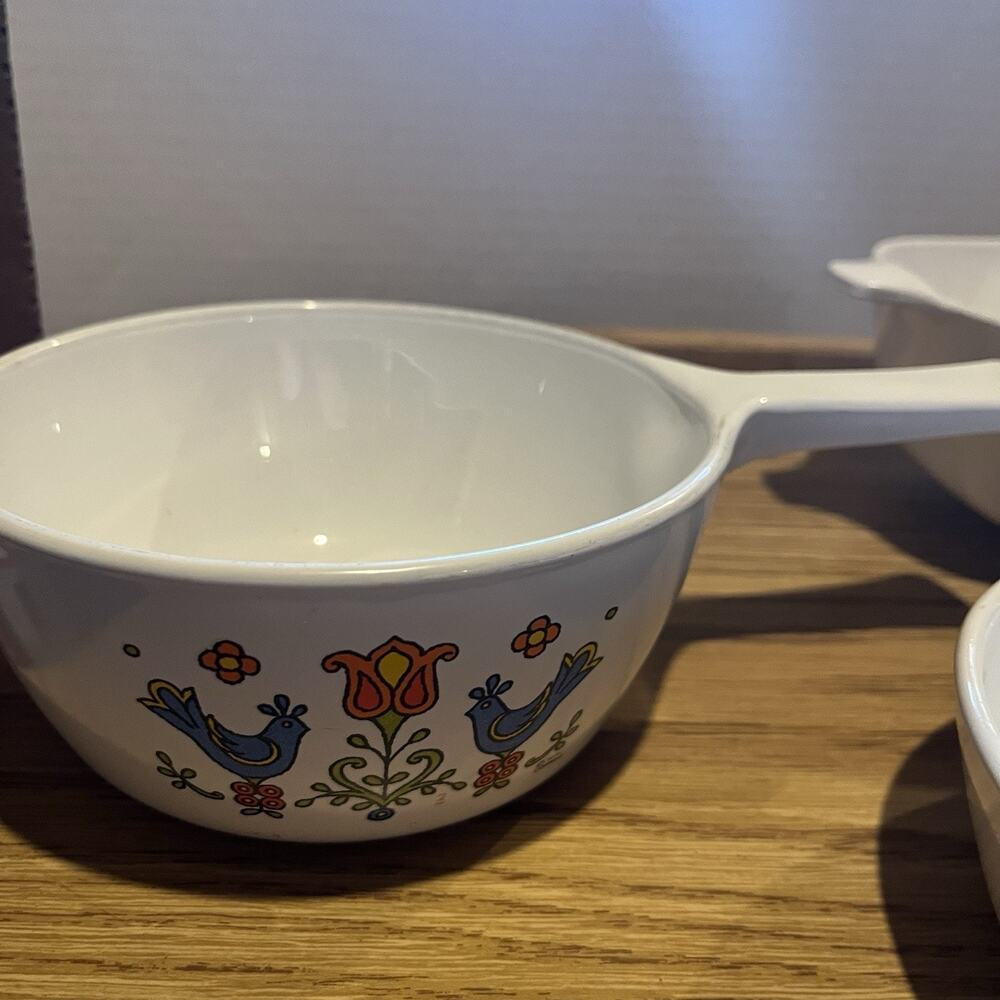 Corning Ware Country Festival Bluebird Pattern Casserole Sauce Dishes Set Of 4 - Picture 6 of 7